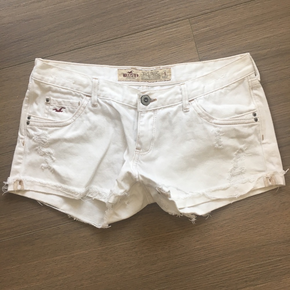 Hollister Ripped White Denim Shorts